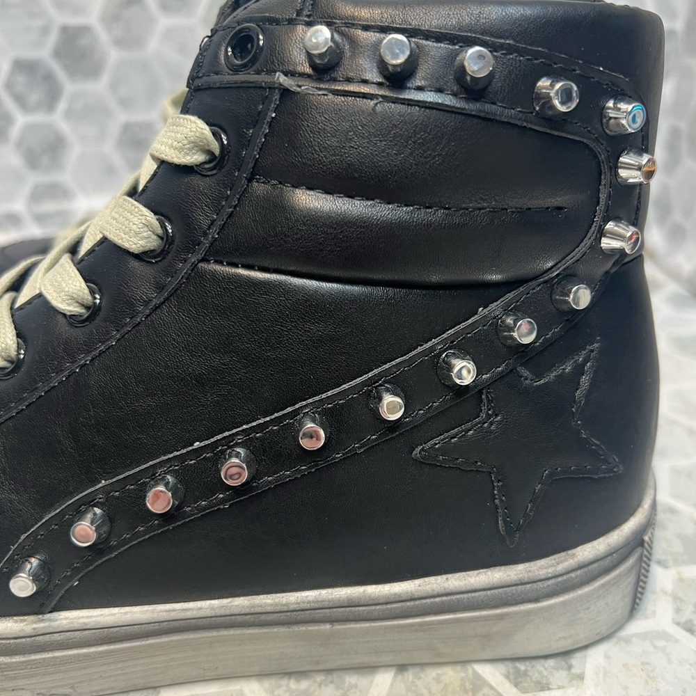 New no box studded black high top sneakers Sz 7.5 - Picture 8 of 9
